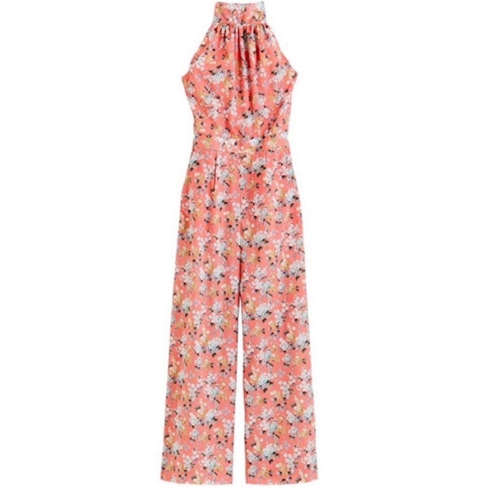 J. Crew Coral Floral Jumpsuit